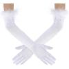 imageBABEYOND Long Satin Opera Gloves  Pageant Feather Gloves 1920s Stretchy Elbow Gloves for Halloween Costume Evening PartyWhite