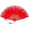 imageBABEYOND Marabou Feather Fan 20s Vintage Folding Fan Flapper Hand Fan for Costume DancingRed