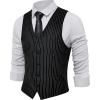 imageBABEYOND Mens Formal Suit Vest Slim Fit Waistcoat Business Vest for Suit TuxedoBlack Stripe