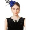 imageBABEYOND Mini Top Hat Fascinator Headband Feather Top Hat for Derby Tea PartyBlue