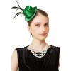 imageBABEYOND Mini Top Hat Fascinator Headband Feather Top Hat for Derby Tea PartyGreen