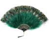 imageBABEYOND Peacock Marabou Feather Fan  Roaring 20s Vintage Style Flapper Accessories for Costume Halloween Tea PartyDark Greengold Rib