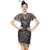 imageBABEYOND Prom Women Dress Set  1920s Gatsby Suitable Party Sequin Dress with Vintage ShawlBlack Silver