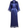 imageBABEYOND Satin Kimono Robe Silky Long Bridesmaid Wedding Lightweight Bath Robe with Lace TrimBlue