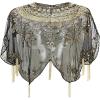 imageBABEYOND Sequin Beaded Evening Cape 1920s Fringed Shawl Wraps Wedding Bridal Shawl ScarfBlack Gold