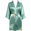 imageBABEYOND Short Kimono Bath Robe Blouse Satin Silky Kimono Cover Up Loose Cardigan Sleepwear Wedding RobeGreen