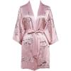 imageBABEYOND Short Kimono Bath Robe Blouse Satin Silky Kimono Cover Up Loose Cardigan Sleepwear Wedding RobePlum Blossompink