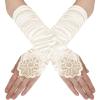 imageBABEYOND Short Opera Party 20s Fingerless Satin Gloves Tea Party Stretchy Adult Size Elbow LengthIvory