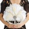 imageBABEYOND Vintage Bridal Feather Bouquet 1920s Ostrich Feather Fan Crystal Bridesmaid Bouquet 20s Gatsby Wedding Bouquet Flapper Accessories WhiteWhite