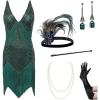 imageBABEYOND Womens 1920s Flapper Dress V Neck Slip Dress Roaring 20s Great Gatsby Dress for PartySet  Dark Green