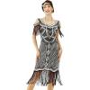 imageBABEYOND Womens 1920s Flapper Dress Vintage Long Fringe Dress Roaring 20s Sequins Beaded DressBlacksilver