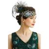 imageBABEYOND Womens 1920s Headband Flapper Feather Headpiece with Chain Roaring 20s Gatsby Themed Party Hair AccessoryPeacock