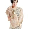 imageBABEYOND Womens Faux Fur Collar Shawl Faux Fur Scarf Wrap Evening Cape for Winter CoatLight Camel