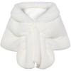 imageBABEYOND Womens Faux Fur Collar Shawl Faux Fur Scarf Wrap Evening Cape for Winter CoatWhite