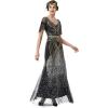 imageBABEYOND Womens Flapper Dress 1920s VNeck Evening Gown Sequin Beaded Maxi Dress for Wedding Black GoldBlack Gold