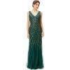 imageBABEYOND Womens Flapper Dress 1920s VNeck Evening Gown Sequin Beaded Maxi Dress for Wedding Green GoldGreen Gold