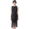 imageBABEYOND Womens Flapper Sequin Beaded Dress Long Fringe Gatsby Roaring 20sBlack