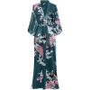 imageBABEYOND Womens Kimono Robe Long Satin Robes with Peacock and Blossoms Printed Kimono NightgownBlack Blue