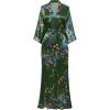 imageBABEYOND Womens Kimono Robe Long Satin Robes with Peacock and Blossoms Printed Kimono NightgownBronze Green