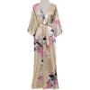 imageBABEYOND Womens Kimono Robe Long Satin Robes with Peacock and Blossoms Printed Kimono NightgownChampagne