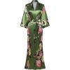 imageBABEYOND Womens Kimono Robe Long Satin Silky Floral Lightweight Bridesmaid Wedding Bachelorette Party RobeGreen