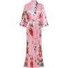 imageBABEYOND Womens Kimono Robe Long Satin Silky Floral Lightweight Bridesmaid Wedding Bachelorette Party RobeWatermelon Red