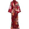 imageBABEYOND Womens Kimono Robe Long Satin Silky Floral Lightweight Bridesmaid Wedding Bachelorette Party RobeWine Red