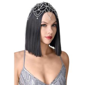imageBABEYOND 1920s Crystal Cap Headpiece Rhinestone Head Chain Roaring 20s Great Gatsby Hair Accessories for Art Deco Party GoldSilver