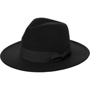 imageBABEYOND 1920s Fedora Hat for Men Gatsby Wide Brim Fedora Hat Felt Panama Cap with Band for Women MenBlack3