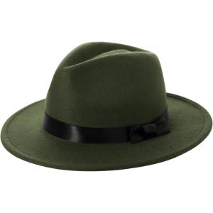 imageBABEYOND 1920s Fedora Hat for Men Gatsby Wide Brim Fedora Hat Felt Panama Cap with Band for Women MenDark Green