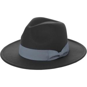 imageBABEYOND 1920s Fedora Hat for Men Gatsby Wide Brim Fedora Hat Felt Panama Cap with Band for Women MenDark Grey