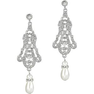 imageBABEYOND 1920s Flapper Art Deco Gatsby Earrings 20s Flapper Gatsby Accessories Vintage Wedding Dangle Pearl Earrings