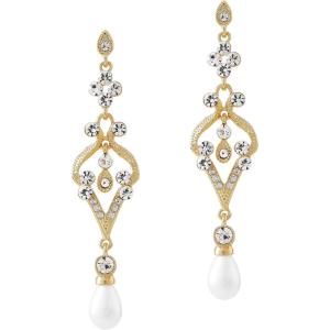 imageBABEYOND 1920s Flapper Art Deco Gatsby Earrings 20s Flapper Gatsby Accessories Vintage Wedding Dangle Pearl EarringsGolden