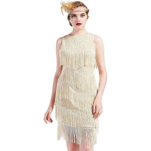 imageBABEYOND 1920s Flapper Dress Gatsby Fringed Dress Roaring 20sApricot