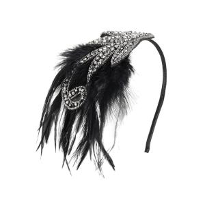 imageBABEYOND 1920s Flapper Headband Accessories Roaring 20s Feather Hair Band Vintage Gatsby Party Accessories SilverSilver