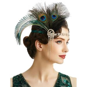 imageBABEYOND 1920s Flapper Headpiece Headband  Roaring 20s Great Gatsby Feather Headband 1920s Flapper Gatsby AccessoriesGreen