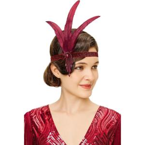 imageBABEYOND 1920s Flapper Headpiece Roaring 20s Feather Headband Roaring 20s Gatsby Hair AccessoriesRed