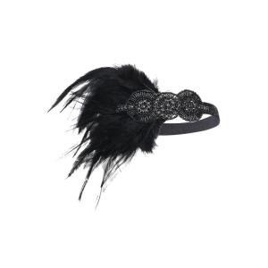 imageBABEYOND 1920s Flapper Headpiece Roaring 20s Great Gatsby Headband Vintage Feather Headband 1920s Flapper Gatsby Hair Accessories for Party BlackBlack