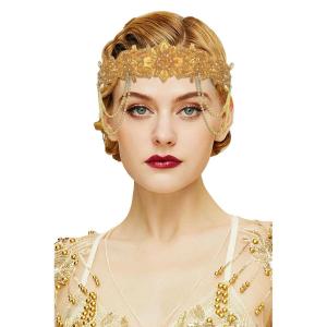 imageBABEYOND 1920s Flapper Headpiece Roaring 20s Headband Great Gatsby Headband for Women Vintage Hair AccessoryGold