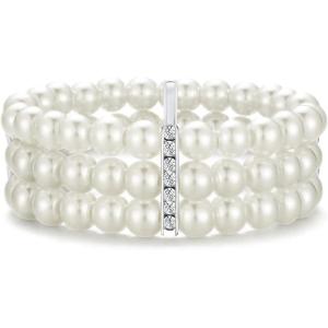 imageBABEYOND 1920s Flapper Imitation Pearl Bracelet Great Gatsby Pearl Bracelet Roaring 20s Accessories Jewelry Set3layer