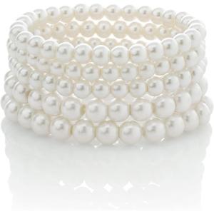 imageBABEYOND 1920s Flapper Imitation Pearl Bracelet Great Gatsby Pearl Bracelet Roaring 20s Accessories Jewelry Set5layer