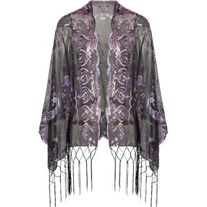imageBABEYOND 1920s Sequined Shawl Wraps for Women Fringed Evening Cape Wedding Bridal Shawl Scarf for Evening Dresses PartyBlack Purple