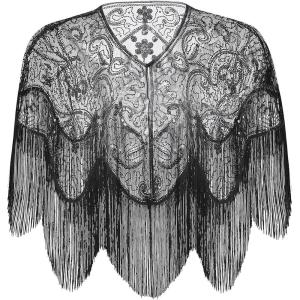 imageBABEYOND 1920s Shawl Wraps Gatsby Beaded Evening Cape Bridal Shawl for Evening Dresses Wedding PartyBlack