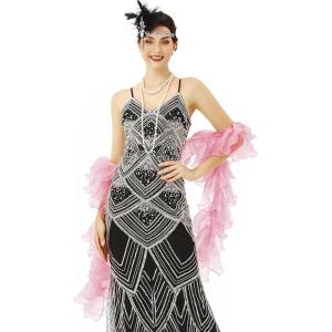 imageBABEYOND Chandelle Boa Vintage Boa  200g 65ft Gatsby Organza Boa 1920s Flapper AccessoriesPink
