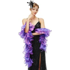 imageBABEYOND Chandelle Boa Vintage Boa  200g 65ft Gatsby Organza Boa 1920s Flapper AccessoriesPurple