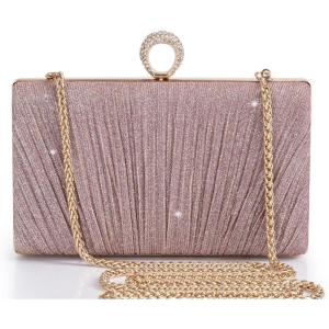 imageBABEYOND Clutch Purses for Women  Evening Bag Glitter Pleated Clutch for Bride Party Prom WeddingWine Red