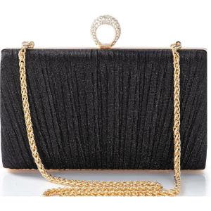 imageBABEYOND Clutch Purses for Women  Evening Bag Glitter Pleated Clutch for Bride Party Prom WeddingYblack