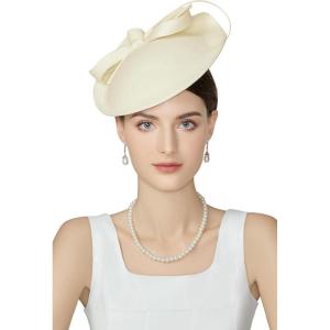 imageBABEYOND Derby Hats for Women  Kentucky Fascinators Tea Party Hats Headband Felt Large Fascinator for WeddingBeige