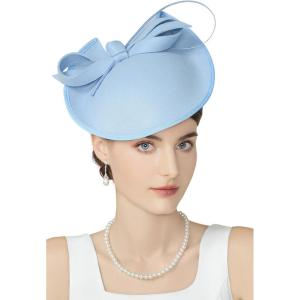 imageBABEYOND Derby Hats for Women  Kentucky Fascinators Tea Party Hats Headband Felt Large Fascinator for WeddingLight Blue
