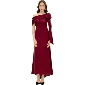 imageBABEYOND Formal Dress for Women  Prom Dress One Shoulder Evening Dresses Cocktail Party Dress for Wedding GuestWine Red